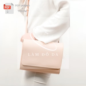 Leder Umhängetasche PDF Schnittmuster, Messenger Bag für Männer Schnittmuster, Reißverschluss Crossbody Bag Schnittmuster, minimalistische Tasche, Lederarbeit mit Tutorial