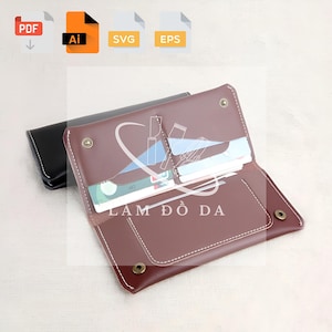 Long Wallet Pattern Set for LASER cutting - Laser Ready Files (Ai, Pdf, Eps, Svg), Leather Wallet Pattern, Long Card Holder **no tutorial**