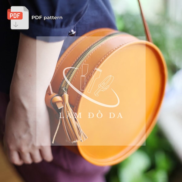 Crossbody Bag PDF Pattern, Round women bags, Leather DIY, Shoulder Purses, Leather Purse, Saddle bag Pattern, Leathercraft ***NO tutorial***