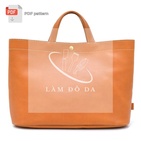 Leather Tote Bag PDF Pattern, Simple Leather Tote Bag Pattern, Shopping Bag Pattern, Tote Bag PDF Pattern template by Lamdoda *no tutorial*