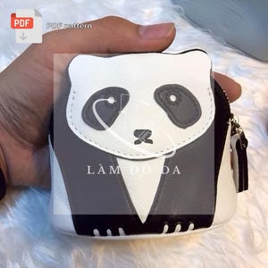 Modello portamonete panda, modello portachiavi in pelle PDF, modello portamonete, custodia porta auricolari, custodia per cuffie in pelle, custodia con cerniera PDF