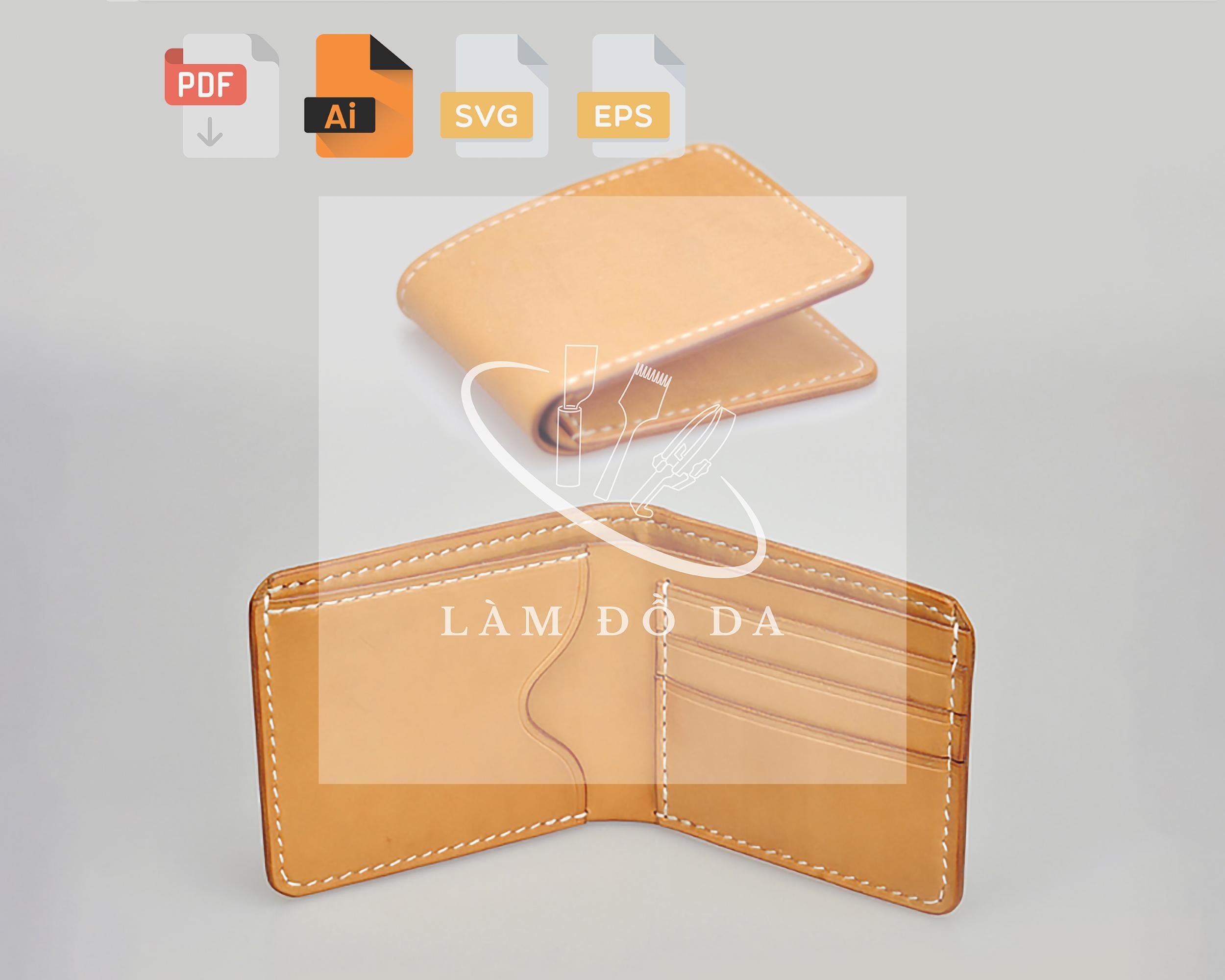 レーザーカット用レザー二つ折り財布パターンセット - レーザー対応ファイル（Ai、Pdf、Eps、Svg）、Lamdodaによるレザーウォレットパターン  / チュートリアルなし - Etsy 日本