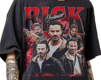 Limited Rick Grimes jaren 90 bootleg vintage T-shirt, retro Rick Grimes streetwear klassiek T-shirt, Rick Grimes cadeau voor dames en heren, T-shirt uniseks