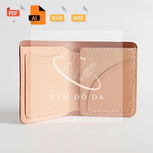 Juego de billetera de cuero plegable para corte por LÁSER: archivos compatibles con láser (Ai, PDF, Eps, SVG), patrón de billetera para tarjetas, tarjetero de cuero / sin tutorial