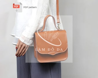 Crossbody Bag PDF Pattern, Handle bag pattern, Women Mini bag, PDF Pattern, Leather Purse, Saddle bag Pattern, Leathercraft **NO tutorial**