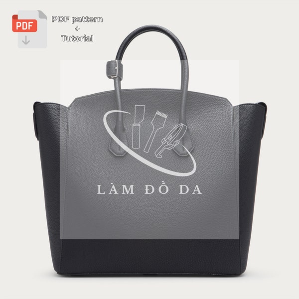 Women Tote Handbag PDF pattern, Large Tote Bag Pattern, Shopping Bag Pattern, Tote bag with Flap, Office Bag, Laptop bag with Tutorial