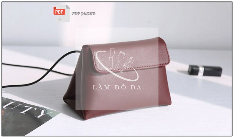 Crossbody Bag PDF Pattern, Leather Bag pattern, Leather DIY, PDF Pattern, Leather Purse, Saddle bag Pattern, Leathercraft / no tutorial image 1