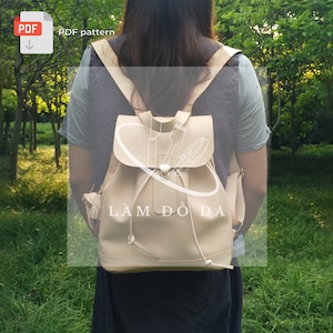 Leder Schulrucksack PDF Schnittmuster , Rucksack Schnittmuster, Camping Tasche Schnittmuster, Leder Laptoptasche, Reisetasche Schnittmuster / OHNE Anleitung