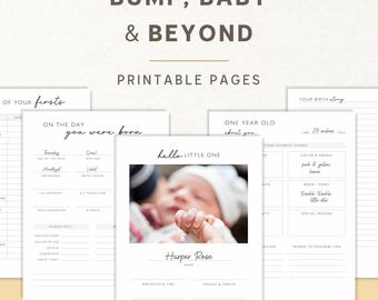 Printable Pregnancy & Baby Memory Book: Milestone Journal, Keepsake PDF (65 Pages)