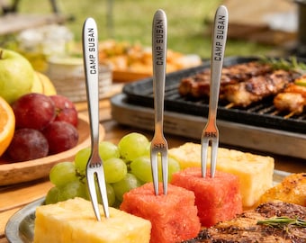 Personalized Mini Fruit Fork: Portable Cake Fork, Bachelorette Party Camping Tool