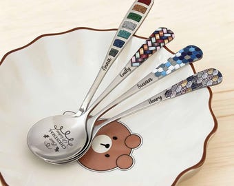 Personalized Christmas Message Spoons - Hand Engraved Custom Cutlery Gift,Heartwarming Family Gift