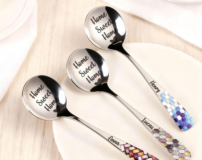Custom Engraved Steel Soup Spoon: To A Lifetime of Enjoying Soup Together-11th Anniversary Gift