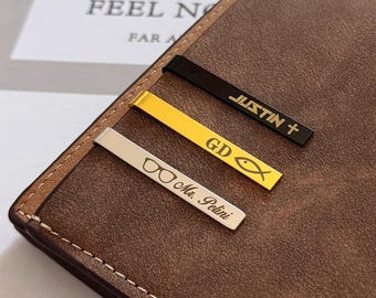Engraved Copper Small Tie Clip: Minimalist Groomsmen Gift, Zodiac & Monogram
