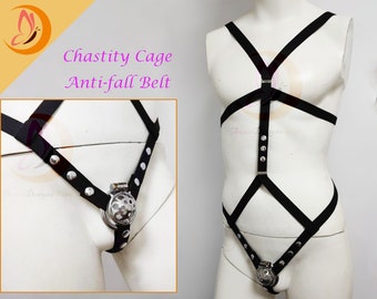 Ceinture élastique anti-chute pour cage de chasteté, Ceinture auxiliaire pour cage de chasteté réglable en 4 directions, Harnais de chasteté élastique sexy