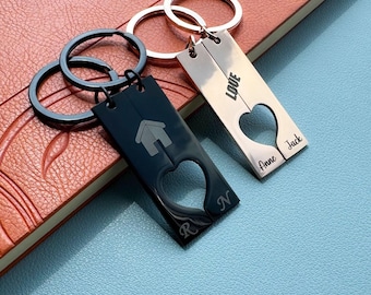Engraved Titanium Steel Keychain Set: Personalized Valentine's Day gift
