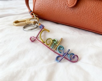 Custom Name Keychain: Personalized Aluminum Wire Charm,Clutches,Handbags,Wallets, Schoolbags Christmas Charms