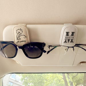 Clipe magnético para óculos de carro com padrão personalizado, suporte para óculos de viseira de carro, suporte para óculos de sol, presente para pai, presentes de decoração para carro