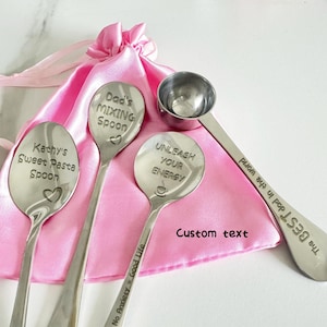 4 Styles of Custom Engraved Steel Spoons, Creative Text Coffee Spoons, Personalized Dessert Ice Cream Spoons, Gifts for Dad