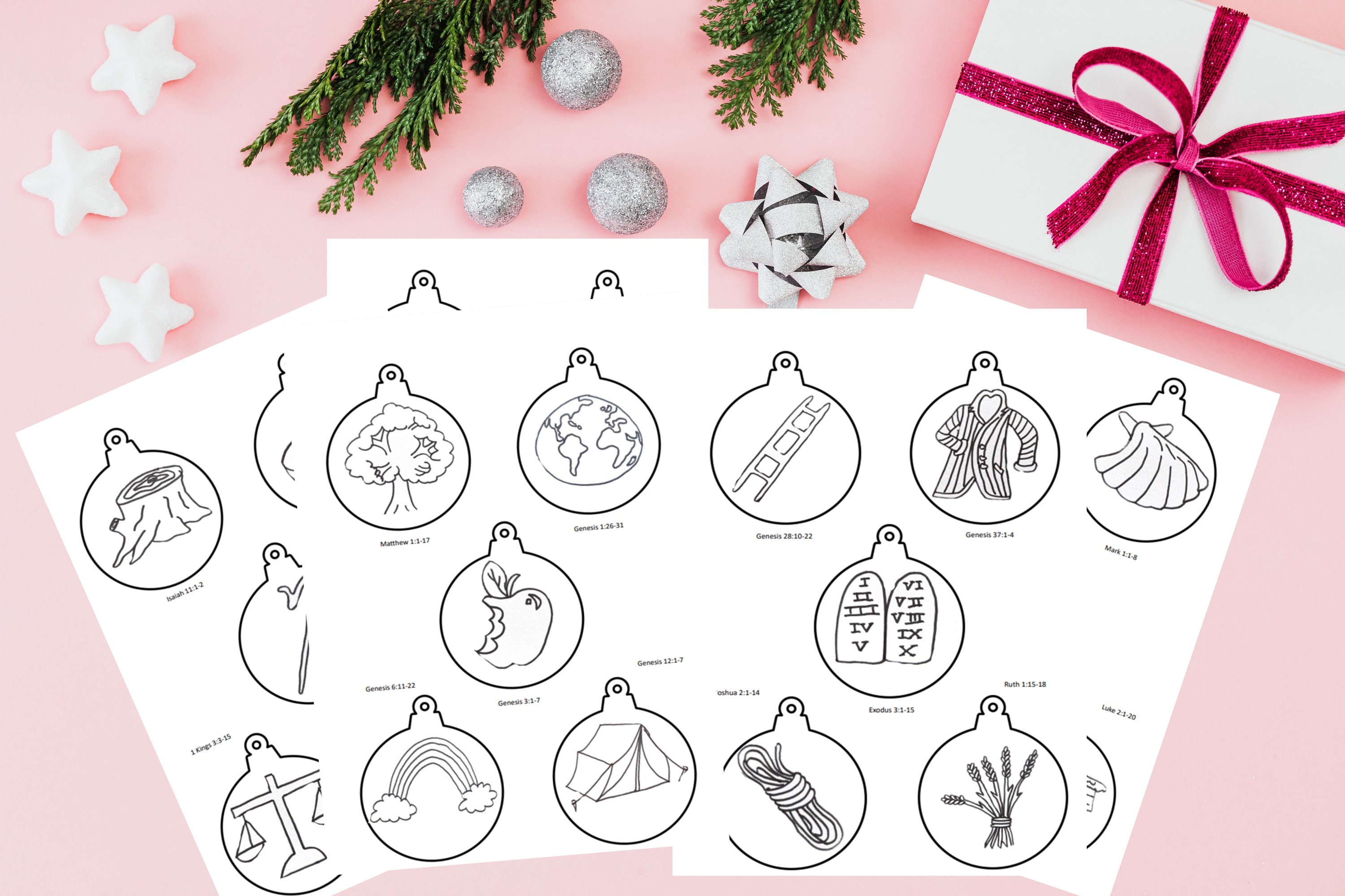 Jesse Tree Coloring Pages Printable Digital Download of 25 Advent…
