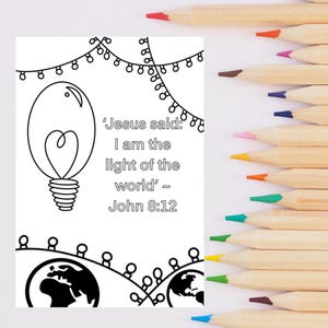 John 8:12 Bible Verse Colouring Page | Sunday School Coloring Church Activity Christian Craft Holy Spirit Easter Pentecost Youth Devotional