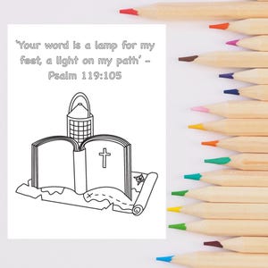 Psalm 119 Bible Verse Colouring Page | Sunday School Coloring Church Activity Christian Craft Holy Spirit Easter Pentecost Youth Devotional