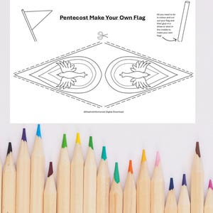 Pentecost Make Your Own Flag | Sunday School Coloring Church Activity | Christian Bible Colouring Craft Holy Spirit Easter Youth Devotional