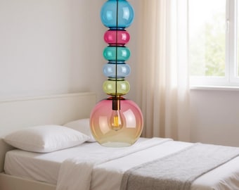 Blown Glass Pendant Light - Light Fixtures - Kitchen Lighting - Ceiling Lights - Hanging Lamp - Chandelier