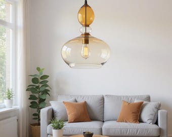Hanglamp van geblazen glas - Plafondlamp - Handgemaakte hanglamp - Verlichtingsarmatuur - Keuken hanglampen - Glazen hanglamp