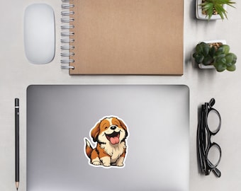 Happy & Cute Cartoon Dog Sticker-Dog Sticker-Happy Dog-Cartoon Dog-Animal Sticker-Cute Animal Sticker-Cute Sticker