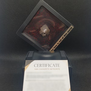 Our love is out of this world Genuine meteorite space rock in black display box gift valentines anniversary with Certificate of Authenticity