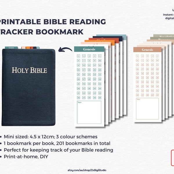 Bible Tab Reading Tracker Bookmarks Printable | PDF Download