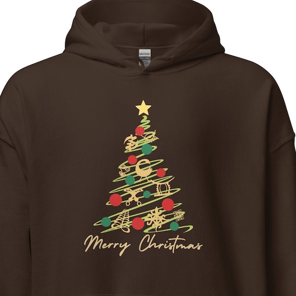 Ghana-inspired Adinkra Symbol Christmas Tree Hoodie - Festive and Cultural Fashion