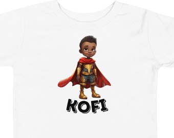 Kofi Akan Friday Day Born Ghana Toddler Short Sleeve Tee, Ghana Gift with Boy Superhero