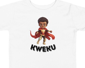 Kweku Akan Wednesday Day Born Ghana Toddler Short Sleeve Tee, Ghana Gift with Boy Superhero