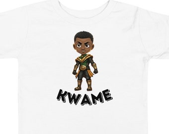 Kwame Akan Saturday Day Born Ghana Toddler Short Sleeve Tee, Ghana Gift with Boy Superhero