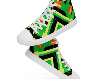Kente Print High Top Canvas Shoes: Afrocentric Women's Sneakers