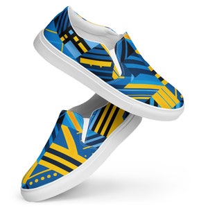 Blue Men’s Ghana Kente Slip-on Canvas Shoes/Afrocentric Footwear/African Cultural Fashion/African Print Shoes/Ethnic Footwear