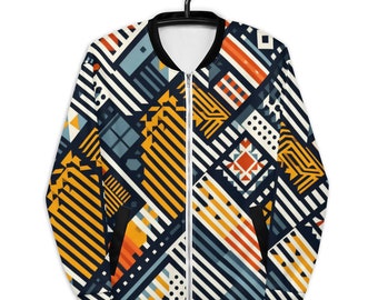 African Patterned Unisex Bomber Jacket, Perfect Gift