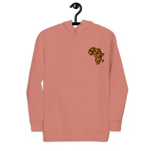Stylischer Afrika Karte Hoodie | Helle Farbe bestickt Vorder- und Rückseite | Steh auf mit Afrikanischem Stolz