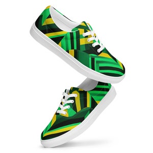 Green Men’s Ghana Kente Lace-up Canvas Shoes/Afrocentric Footwear/African Cultural Fashion/African Print Shoes/Ethnic Footwear