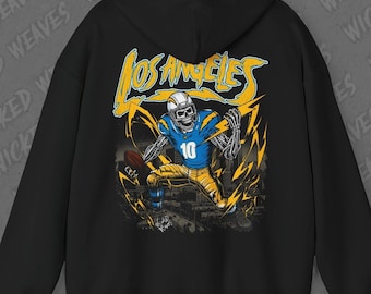 Los Angeles Football Vintage Skeleton Hoodie - Fan Gift Unisex Heavy Blend Sweatshirt, Chargers Graphic Hoodie