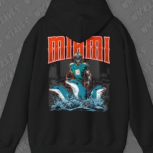 Miami Football Vintage Skeleton Hoodie - Fan Gift Unisex Heavy Blend Sweatshirt, Dolphins Graphic Hoodie