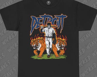 Detroit Skeleton Baseball T-Shirt, Vintage Style Tigers Baseball Shirt, Detroit Baseball, Graphic Tee