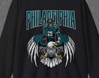 Philadelphia Football, Sweatshirt, Graphic Vintage Skeleton Sweater, Fan Gift Crewneck, Eagles