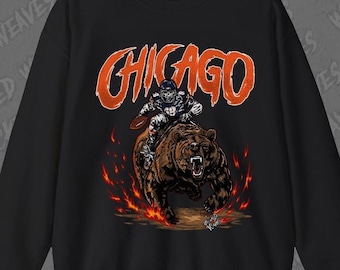 Chicago Football, Sweatshirt, Graphic Vintage Skeleton Sweater, Fan Gift Crewneck, Bears