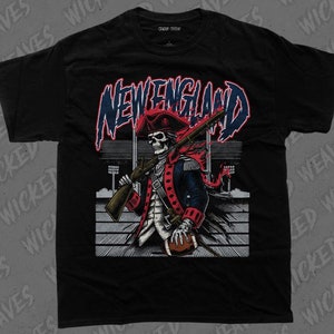 NEW ENGLAND Football Shirt, NFL Fan Tee, Football Team Shirt, Skeleton Tshirt, Sports Gift, Patriots Shirt, Graphic Tee