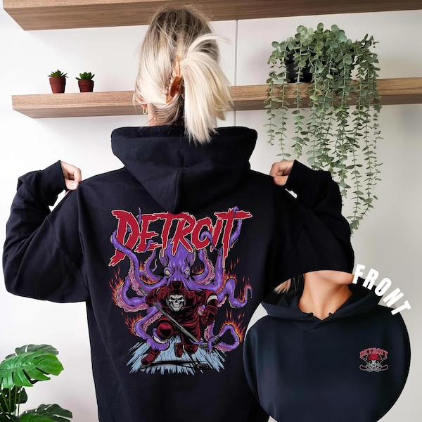 Sudadera con capucha de esqueleto vintage de hockey sobre hielo de Detroit: regalo para fanáticos, sudadera unisex de mezcla pesada, sudadera con capucha gráfica de Red Wings