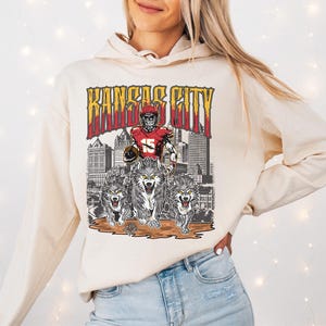 Kansas City Football Hoodie | Graphic Lightweight Hoodie | Skeleton Shirt | Comfort Colors® 1467 | Gift Hoodie | Vintage | Chiefs