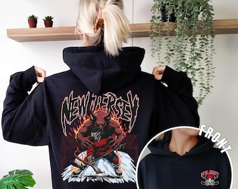 New Jersey Ice Hockey - Vintage Skeleton Hoodie - Fan Gift Unisex Heavy Blend Sweatshirt, Devils Graphic Hoodie