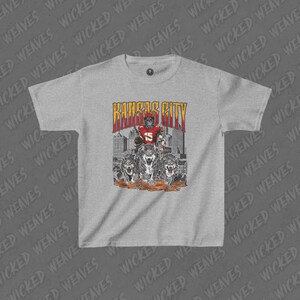 Kansas City Kids Shirt, Youth Football Tee, NFL Team Apparel, Children's Graphic T-Shirt, Sports Fan Top, Chiefs Sport Grey